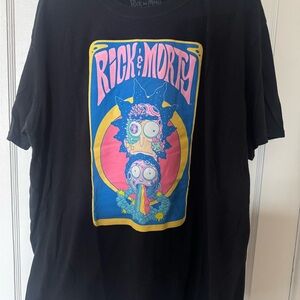 Black Graphic Tee with Pink & Blue Print